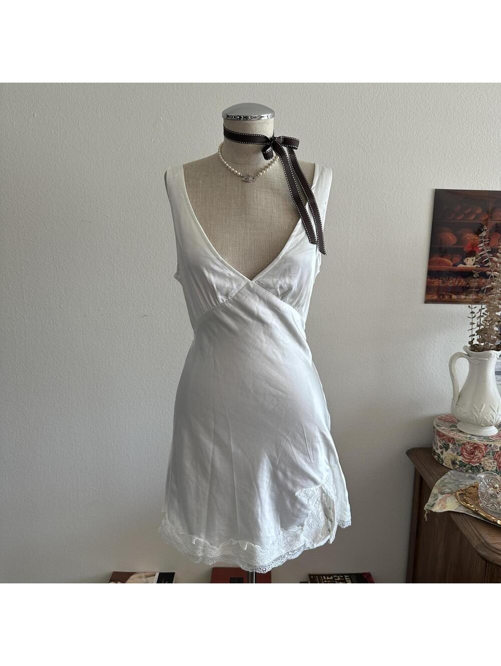 Princess Polly Athenia white silky tie back dress